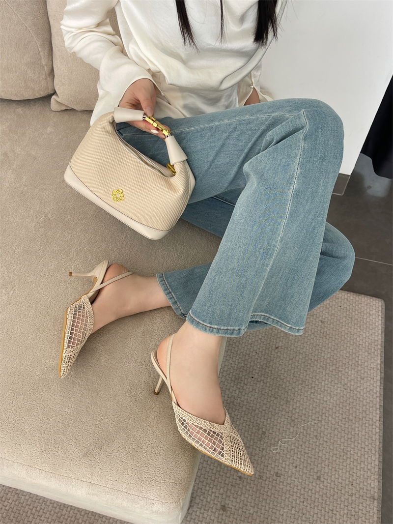 2025 New Woven Closed Toe High Heel Sandals with Back Strap for Women - Image 2