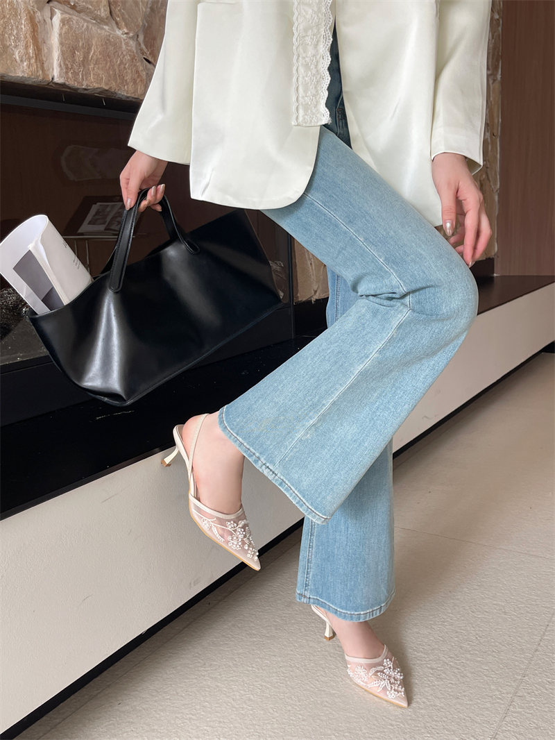 2026 Spring New Embroidery Mesh Breathable High Heel Sandals for Women - Image 2