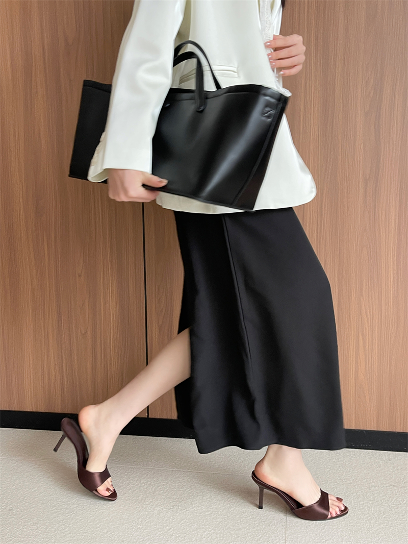 2026 New High Heel Slide Sandals for Women One Strap Open Toe Satin - Image 3