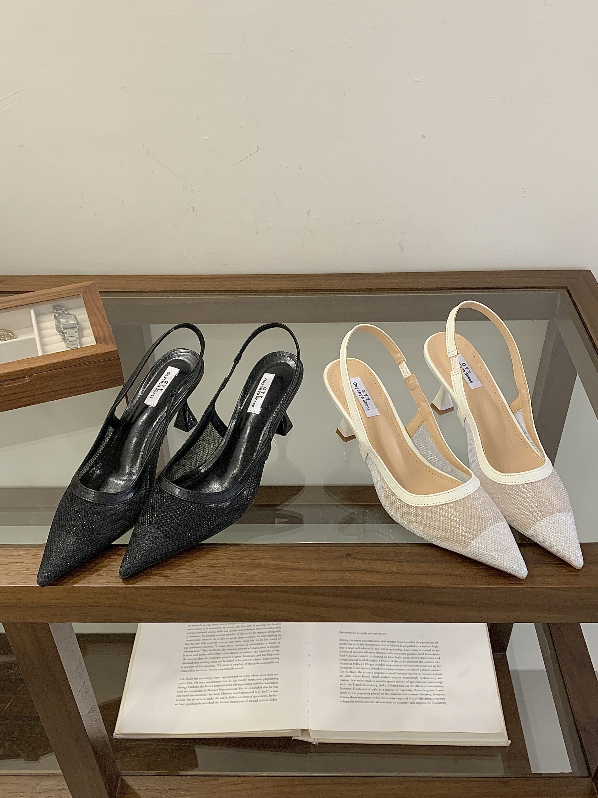 2026 New Mesh Pointed Toe Strap Heels Spring Elegant Backless Thin Heel Shoes In Stock 35-40