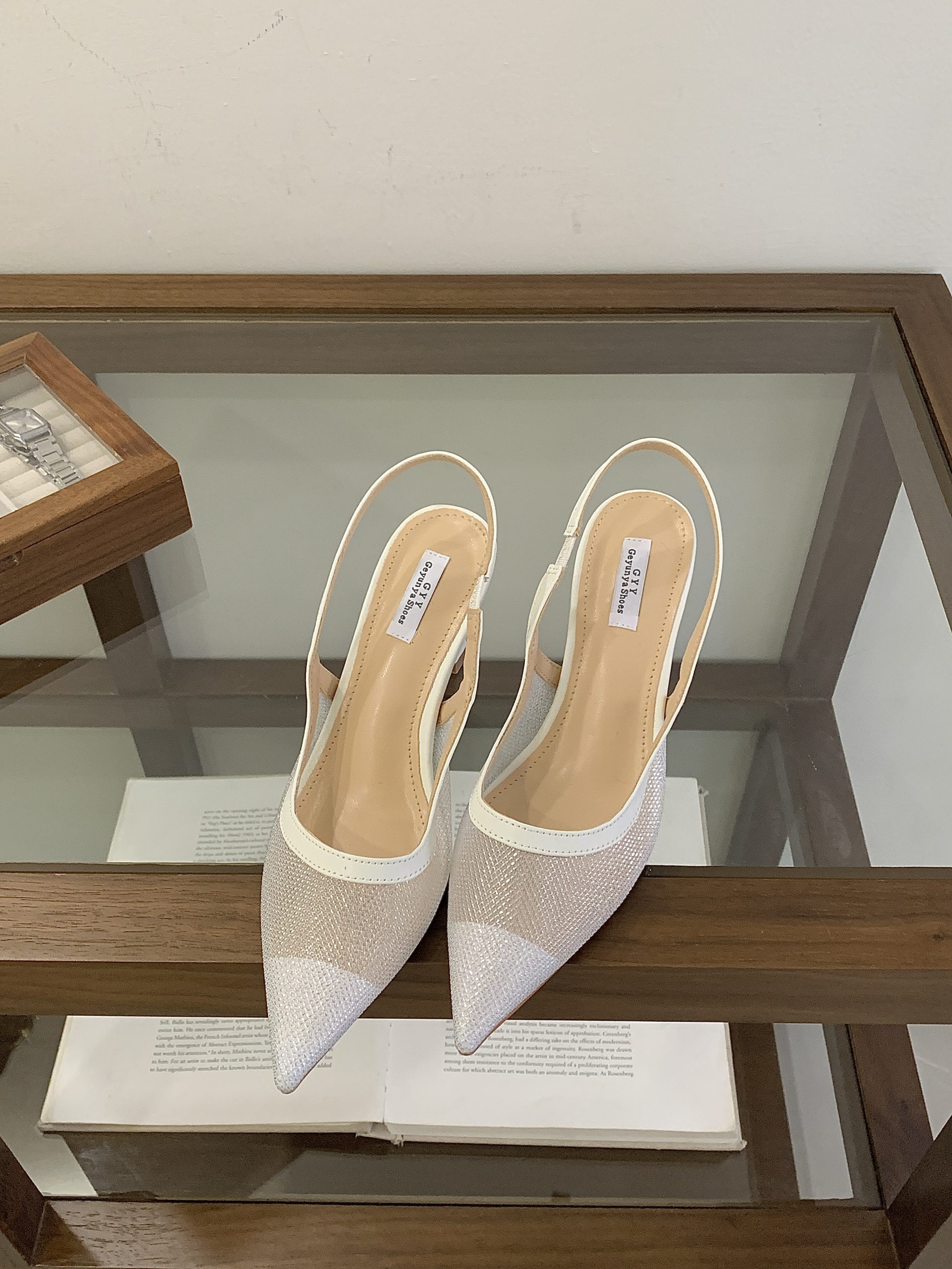 2026 New Mesh Pointed Toe Strap Heels Spring Elegant Backless Thin Heel Shoes In Stock 35-40 - Image 4